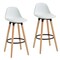 Contemporary Home Living Set of 2 White and Black Transitional Counter Stools with Footrest 34.75"